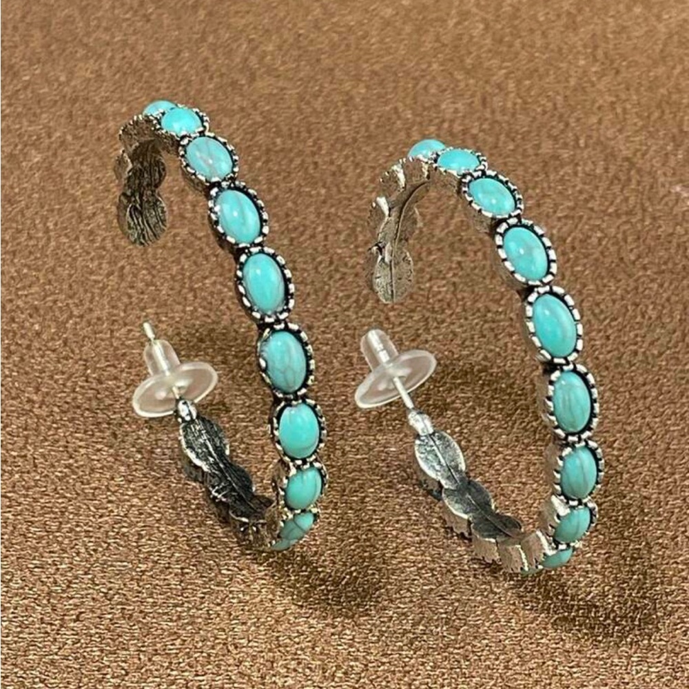 Turquoise Bohemian Chic Hoop Earrings